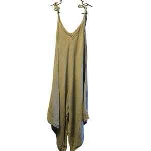 Me & Gee Italy Linen Wide Leg Cropped Jumpsuit lagenlook